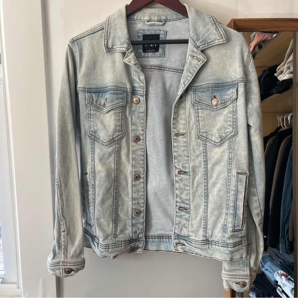 Zara Blue Lightweight Shirt Jacket Classic Design